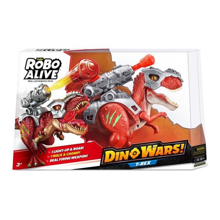 Dinosauro interattivo - ZURU - ROBO ALIVE Dino Wars T-Rex - Cammina e ruggisce - Armatura difensiva - Lanciamissili