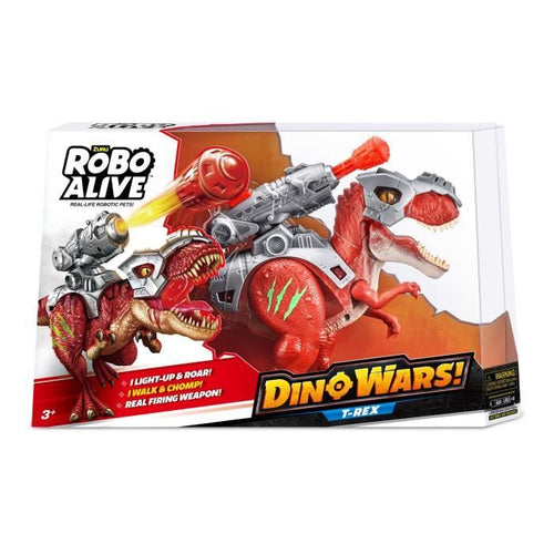 Dinosauro interattivo - ZURU - ROBO ALIVE Dino Wars T-Rex - Cammina e ruggisce - Armatura difensiva - Lanciamissili