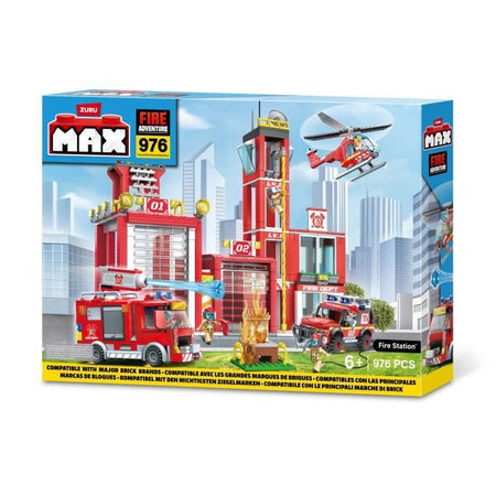 Set di costruzione - ZURU - Caserma dei pompieri grande (976 pezzi) - Crea una caserma dei pompieri con veicoli e accessori