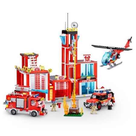 Set di costruzione - ZURU - Caserma dei pompieri grande (976 pezzi) - Crea una caserma dei pompieri con veicoli e accessori