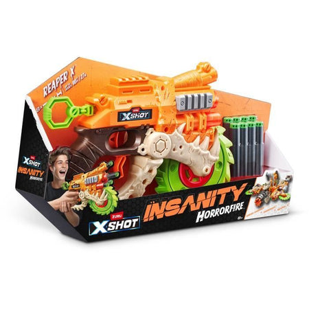 Lanciatore di freccette - ZURU - X-SHOT Horrorfire Reaper-X - 27 m di gittata - Lama di sega incorporata - Azione divertente