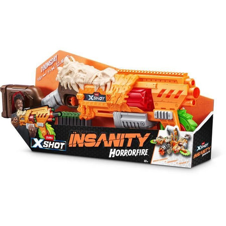 Lanciatore di freccette - ZURU - X-SHOT Horrorfire Doomsday - Lama rotante in schiuma - Gittata 27 m - 16 freccette incluse