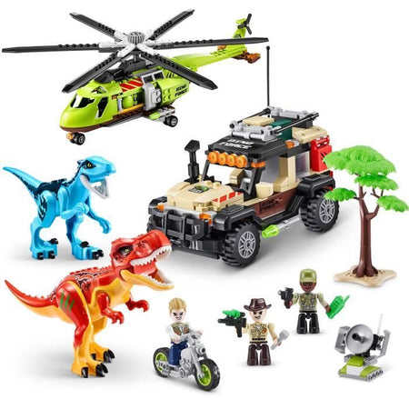 Set di costruzione - ZURU - Dino Adventure Dino Hunt (592 pezzi) - Avventura preistorica con dinosauri e veicoli