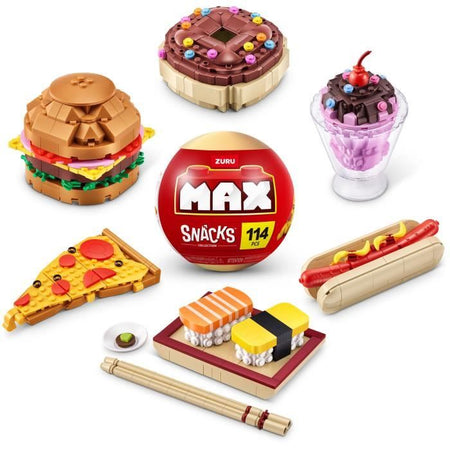 Set di costruzioni - ZURU - Snack - 200 pezzi max - 6 snack - Hamburger, gelato o sushi