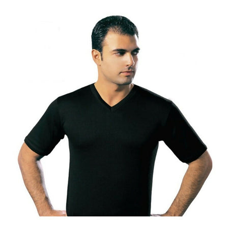 Leable maglia intima manica corta con collo a punta in cotone Inetrlok Bianco/Nero Art. 330/203 (3 Pezzi)