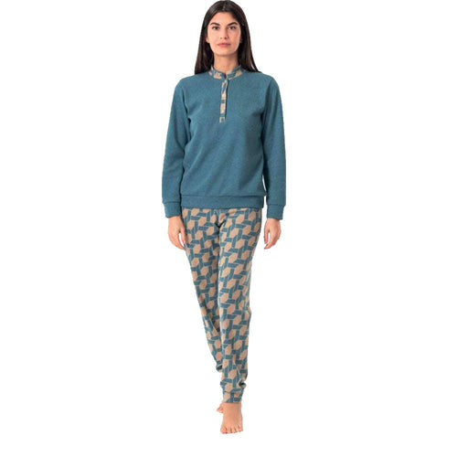 Zero Pigiamore Pigiama Invernale da Donna in Punto Milano 3605 S50 - Passarelli Biancheria