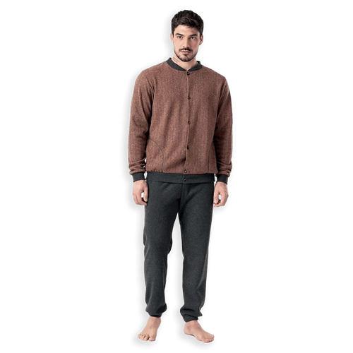 Zero Pigiamore Pigiama Invernale da Uomo in Punto Milano Aperto 3664 S53 - Passarelli Biancheria