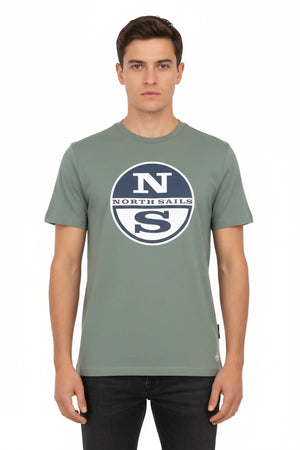Maglietta North&Sails uomo estiva con logo frontale grande, 100% cotone, manica corta girocollo