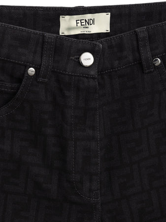 Fendi Jeans Nero Logo Jacquard da donna