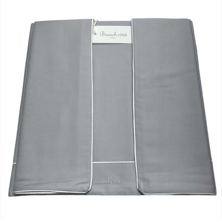 Completo Lenzuola Matrimoniale Eria Piping Cotone con Ricamo