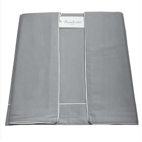 Completo Lenzuola Matrimoniale Eria Piping Cotone con Ricamo
