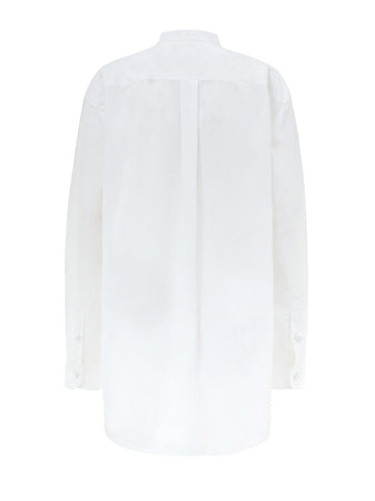 Gucci Blusa in Popeline di Cotone Bianco con Decorazioni in Cristalli da donna