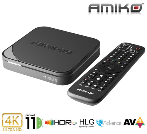 Amiko A11 GREEN 4K OTT 2/16GB Quad-Core Android 11 Wifi Dual Band Bluetooth
