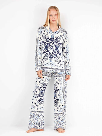 Pigiama Donna Gisela 2/20317S – Set Paisley in Pile Elasticizzato