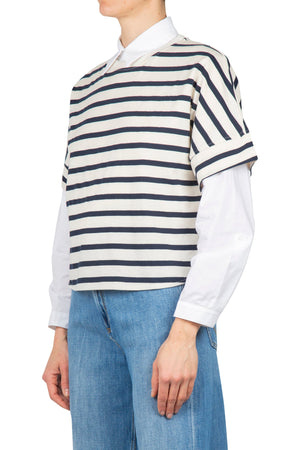 SOLOTRE Solotre - T-shirt - 450756 - Panna/Blu da donna