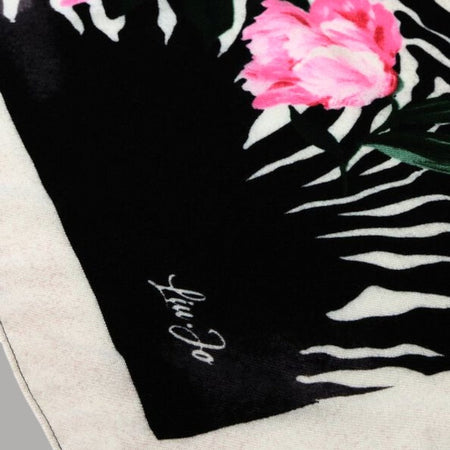Liu Jo foulard nero floro zebrato 120X120 2F5075T0300
