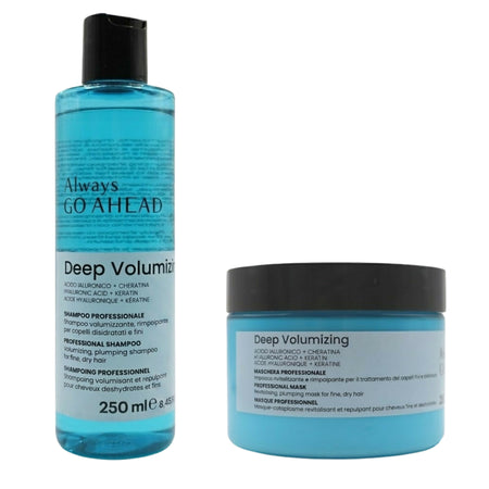 Kit Volumizzante Capelli Shampoo + Maschera 250ml all'Acido Ialuronico e Cheratina - Always GO AHEAD - Formato 250ml