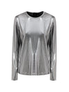 Tom Ford Maglietta in tessuto metallizzato argento da donna