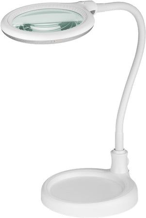 Lampada LED con Lente d'ingrandimento Base di Appoggio e Clip da Tavolo 6W Bianco