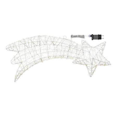 Stella cometa 75 cm 2D, con gocce led bianco per addobbi e decorazioni natalizie