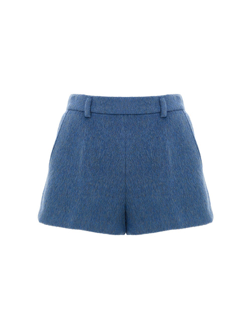 Gucci Pantaloncini Shorts Misto Mohair in Blu Avio da donna