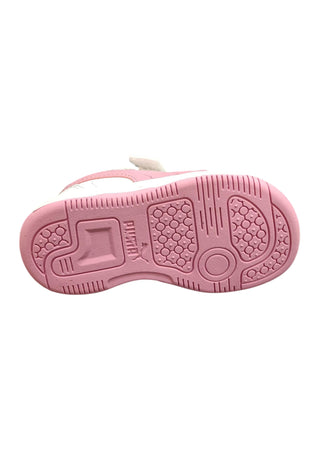 Scarpe sneakers Bambine e ragazze PUMA REBOUND  bianco-rosa laccio elastico e velcro