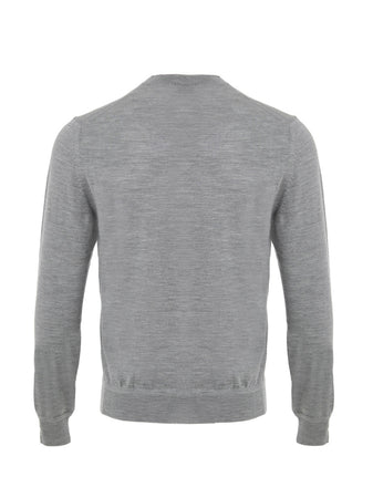 Tom Ford Maglia Grigia con Scollo a V in Cashmere e Seta da uomo