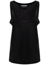 Tom Ford Top smanicato in seta nera da donna