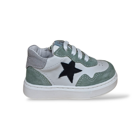 Scarpe Primi Passi Balducci Cita Pelle Bianco Verde Nero Made in Italy Bambino
