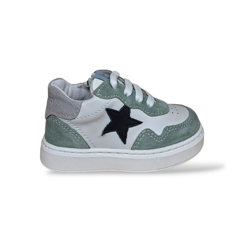Scarpe Primi Passi Balducci Cita Pelle Bianco Verde Nero Made in Italy Bambino