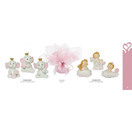 Bomboniera Nascita Bimba Elefantino 3D Resina Harmony