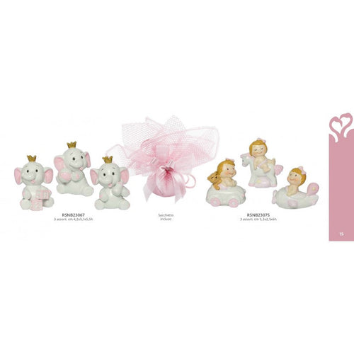 Bomboniera Nascita Bimba Elefantino 3D Resina Harmony