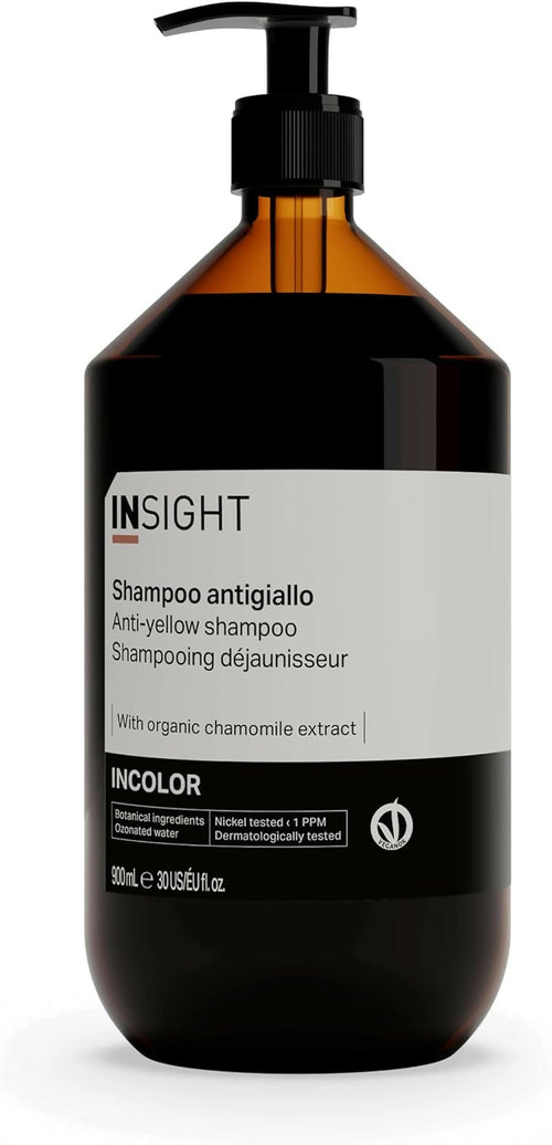 Insight incolor anti-yellow shampoo 900 ml, shampoo antigiallo per ravvivare i riflessi freddi nei capelli biondi o grigi.