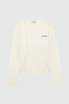 Roy Roger’s Pullover donna in lana e cashmere bianco con lavorazione cable