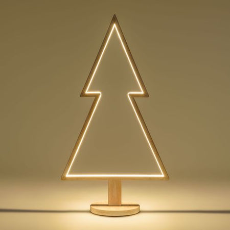 Abete triangolare luminoso con led multicolor e base in legno decorazione natalizia