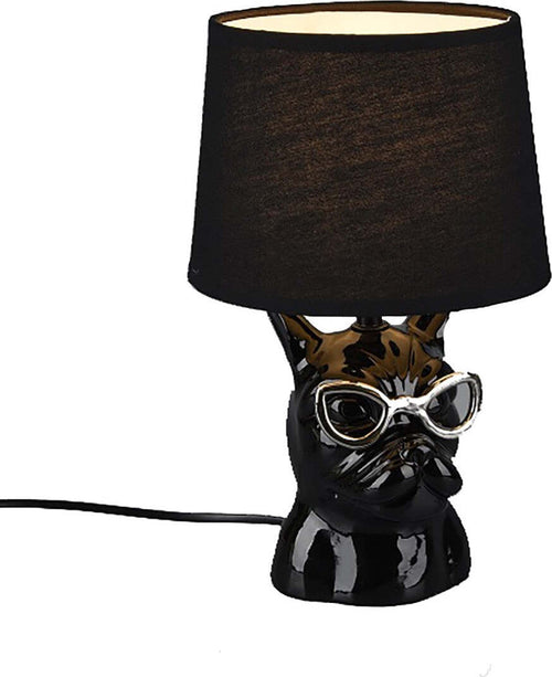 Abat-jour-camerette-Trio-litghting-DOSY-R50231002-E14-LED-ceramica-paralume-tessuto-lampada-tavolo-dog-black