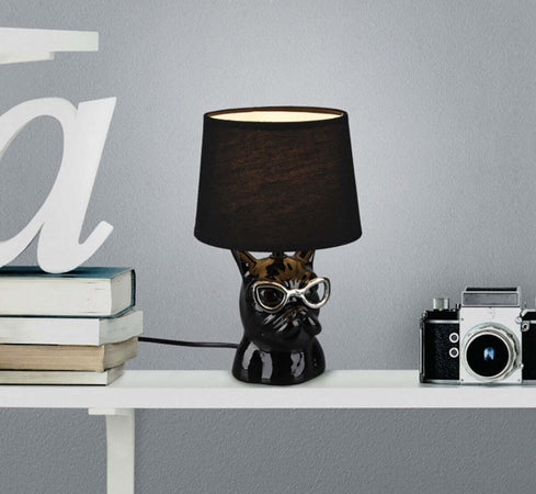 Abat-jour-camerette-Trio-litghting-DOSY-R50231002-E14-LED-ceramica-paralume-tessuto-lampada-tavolo-dog-black