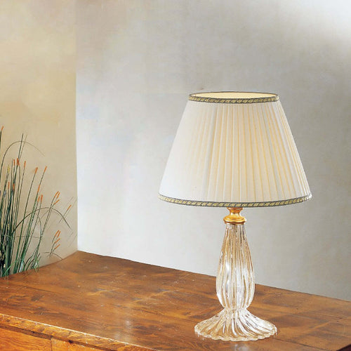 Abat-jour-classica-Due-P-illuminazione-2325-LP-E27-LED-vetro-soffiato-lampada-tavolo-tessuto