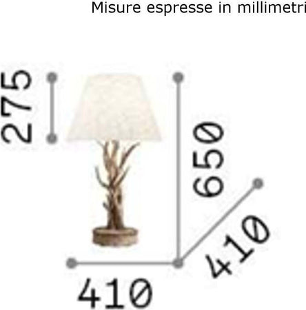 Abat-jour-classica-Ideal-Lux-CHALET-TL1-128207-E27-LED-resina-tessuto-lampada-tavolo