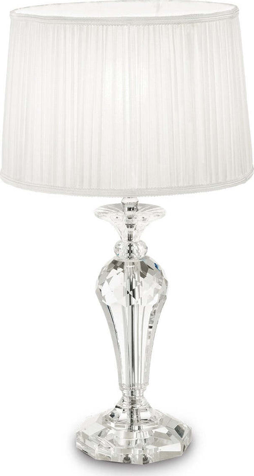 Abat-jour-classica-Ideal-Lux-KATE-2-TL1-ROUND-122885-E27-LED-cristallo-tessuto-lampada-tavolo