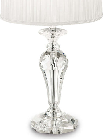 Abat-jour-classica-Ideal-Lux-KATE-2-TL1-ROUND-122885-E27-LED-cristallo-tessuto-lampada-tavolo