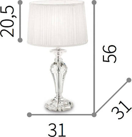 Abat-jour-classica-Ideal-Lux-KATE-2-TL1-ROUND-122885-E27-LED-cristallo-tessuto-lampada-tavolo