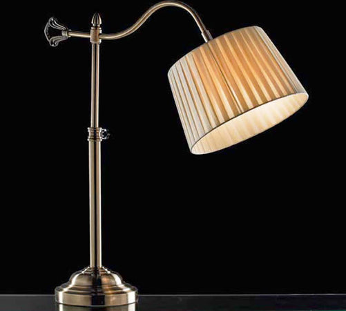 Abat-jour-classica-Illuminando-BRIDGE-LU-LED-lampada-tavolo-snodabile-metallo-brunito-paralume-stoffa-pieghe-interni-E27