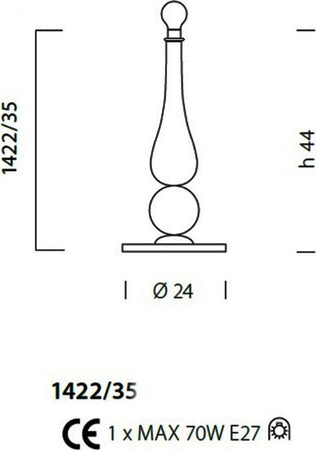 Abat-jour-classica-Sylcom-CAROLA-1422-35-E27-LED-vetro-murano-lampada-tavolo