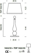Abat-jour-classica-Sylcom-CAROLA-1422-35-+-TOP-E27-LED-vetro-murano-lampada-tavolo