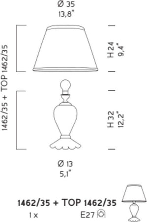 Abat-jour-classica-Sylcom-TEODORA-1462-35-+-TOP-E27-LED-vetro-soffiato-lampada-tavolo