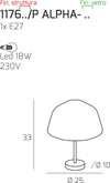 Abat-jour-classica-Top-Light-DOUBLE-SKIN-1176OS-P-ALPHA-AM-E27-LED-vetro-lampada-tavolo