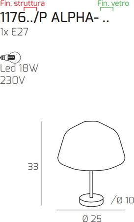 Abat-jour-classica-Top-Light-DOUBLE-SKIN-1176OS-P-ALPHA-AM-E27-LED-vetro-lampada-tavolo