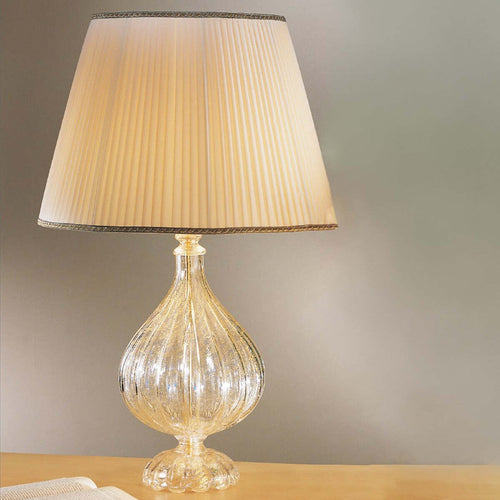 Abat-jour-classico-Due-P-illuminazione-2328-LG-E27-LED-vetro-soffiato-lampada-tavolo-tessuto