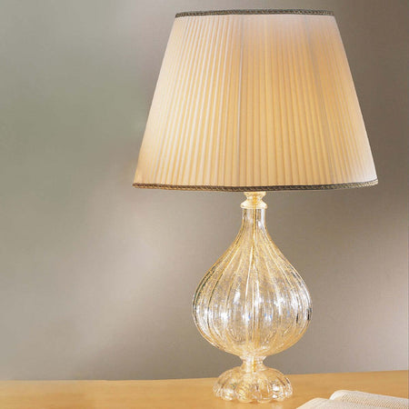 Abat-jour-classico-Due-P-illuminazione-2328-LG-E27-LED-vetro-soffiato-lampada-tavolo-tessuto